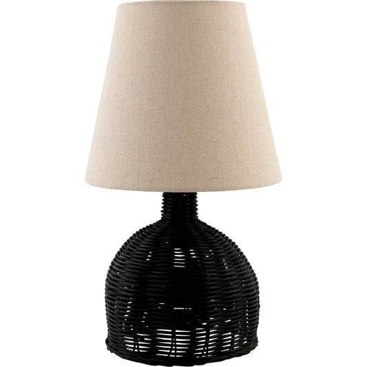 Grotta Accent Table Lamp by Surya in painted. Made from rattan, linen, plastic in a unique style.