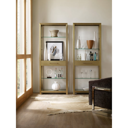 Curata Bunching Bookcase by Hooker Furniture in gold. Made from metal, glass in a unique style.