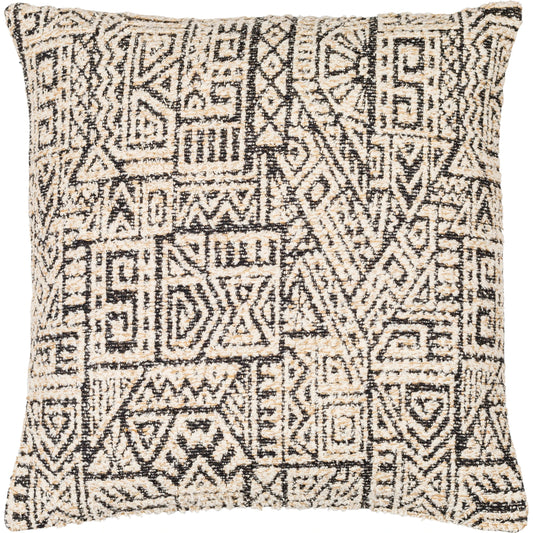 Global Stripe Pillow - 24348 by Surya in ivory, black. Made from front: 100% cotton, back: 100% cotton in a modern style.