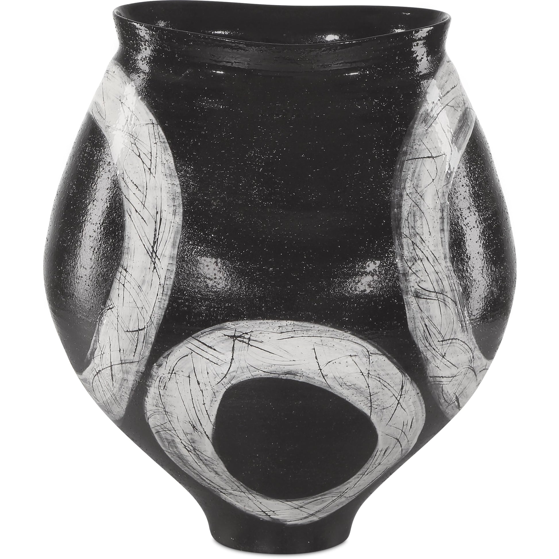 Satori Vase by Currey and Company in black, light gray. Made from porcelain in a modern style.