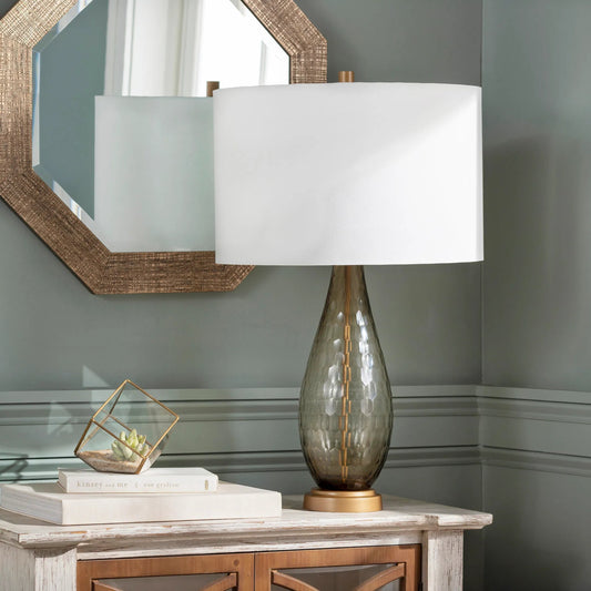 Glasshouse Table Lamp - 24853 by Surya. Made from cotton, glass, metal in a coastal style.