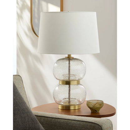Gossi Accent Table Lamp by Livabliss in hand painted. Made from glass, iron, linen, polyester in a modern style.