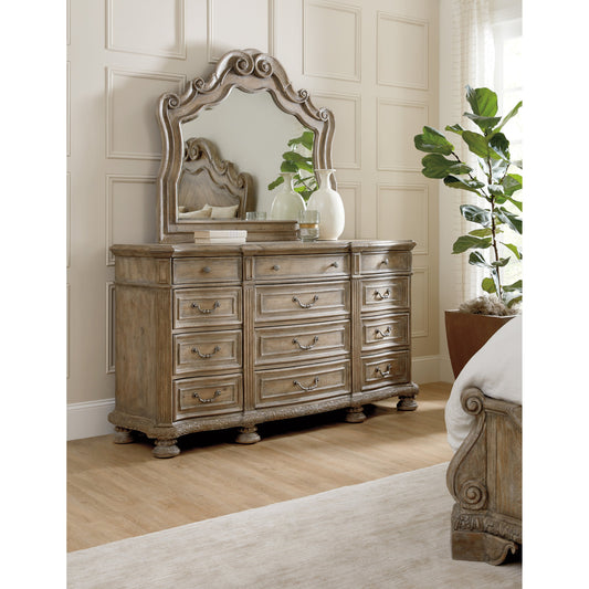 Castella Mirror by Hooker Furniture in antique slate. Made from walnut veneers with mirror in a traditional style.