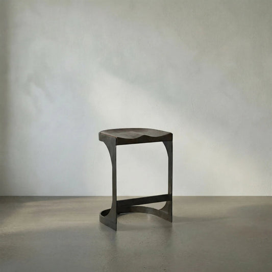 Baxter Counter Stool by Noir in dark walnut. Made from walnut, metal in a modern style.