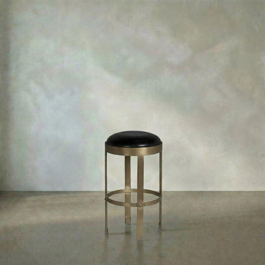 Prince Counter Stool with Leather by Noir in antique brass. Made from iron in a modern style.