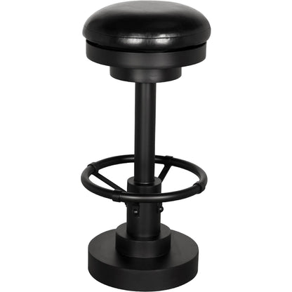 Brisbane Bar Stool by Noir in matte black. Made from iron, leather in a unique style.