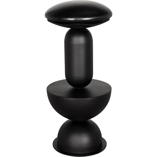 Perth Swivel Bar Stool by Noir in matte black. Made from iron, leather in a unique style.