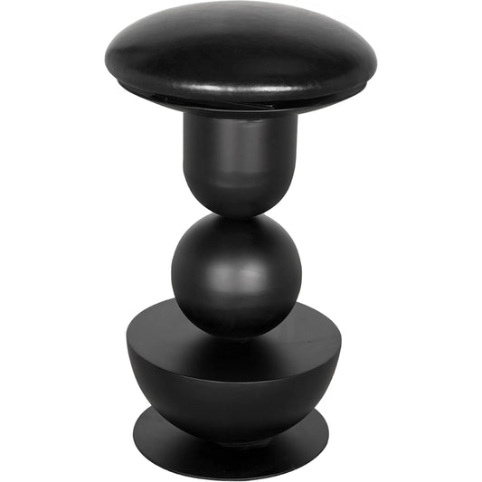 001 SI-2461784 | Primary Silo | Perth Counter Stool by Noir in matte black. Made from iron, leather in a modern style.