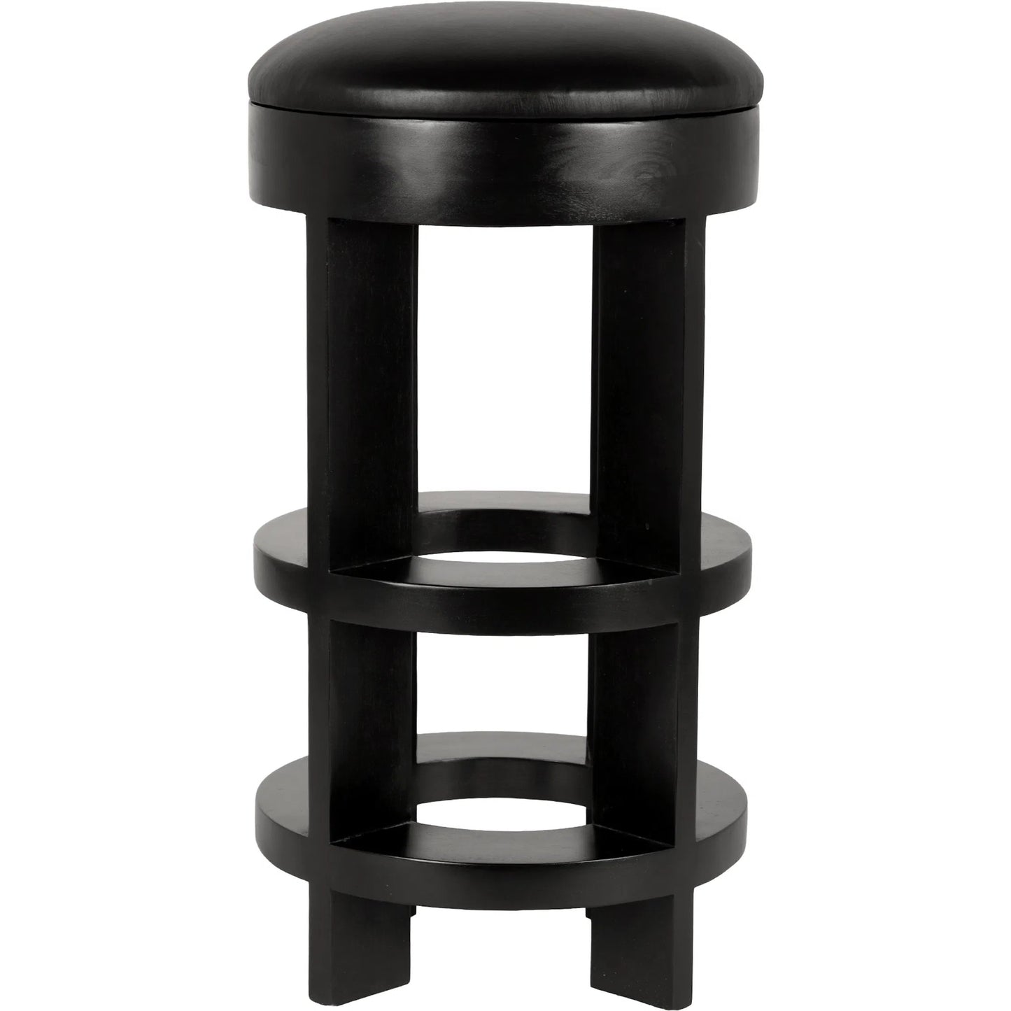 001 SI-2635191 | Additional Silo | Berlin Bar Stool with Swivel Leather Seat by Noir in hand rubbed black. Made from mahogany in a unique style.