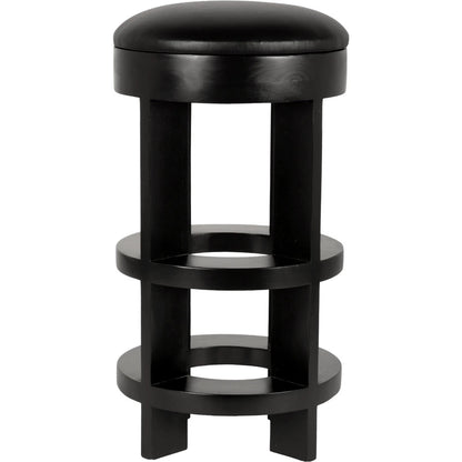 Berlin Bar Stool with Swivel Leather Seat by Noir in hand rubbed black. Made from mahogany in a unique style.
