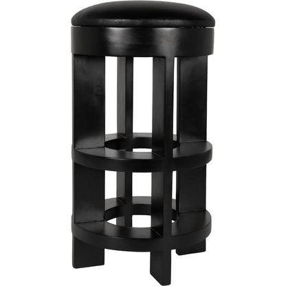Berlin Bar Stool with Swivel Leather Seat by Noir in hand rubbed black. Made from mahogany in a unique style.