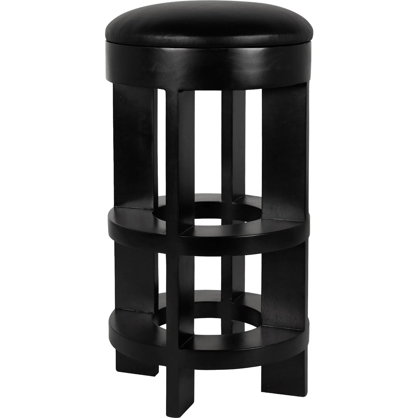 000 SI-2635191 | Primary Silo | Berlin Bar Stool with Swivel Leather Seat by Noir in hand rubbed black. Made from mahogany in a unique style.