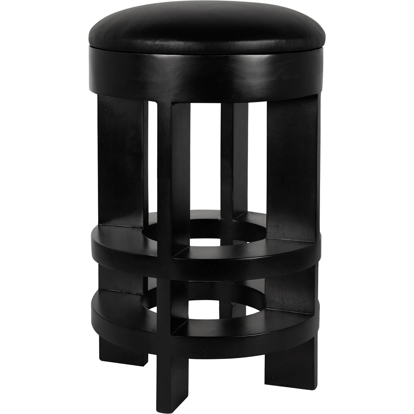 000 SI-2635192 | Primary Silo | Berlin Counter Stool with Swivel Leather Seat by Noir in hand rubbed black. Made from mahogany in a unique style.