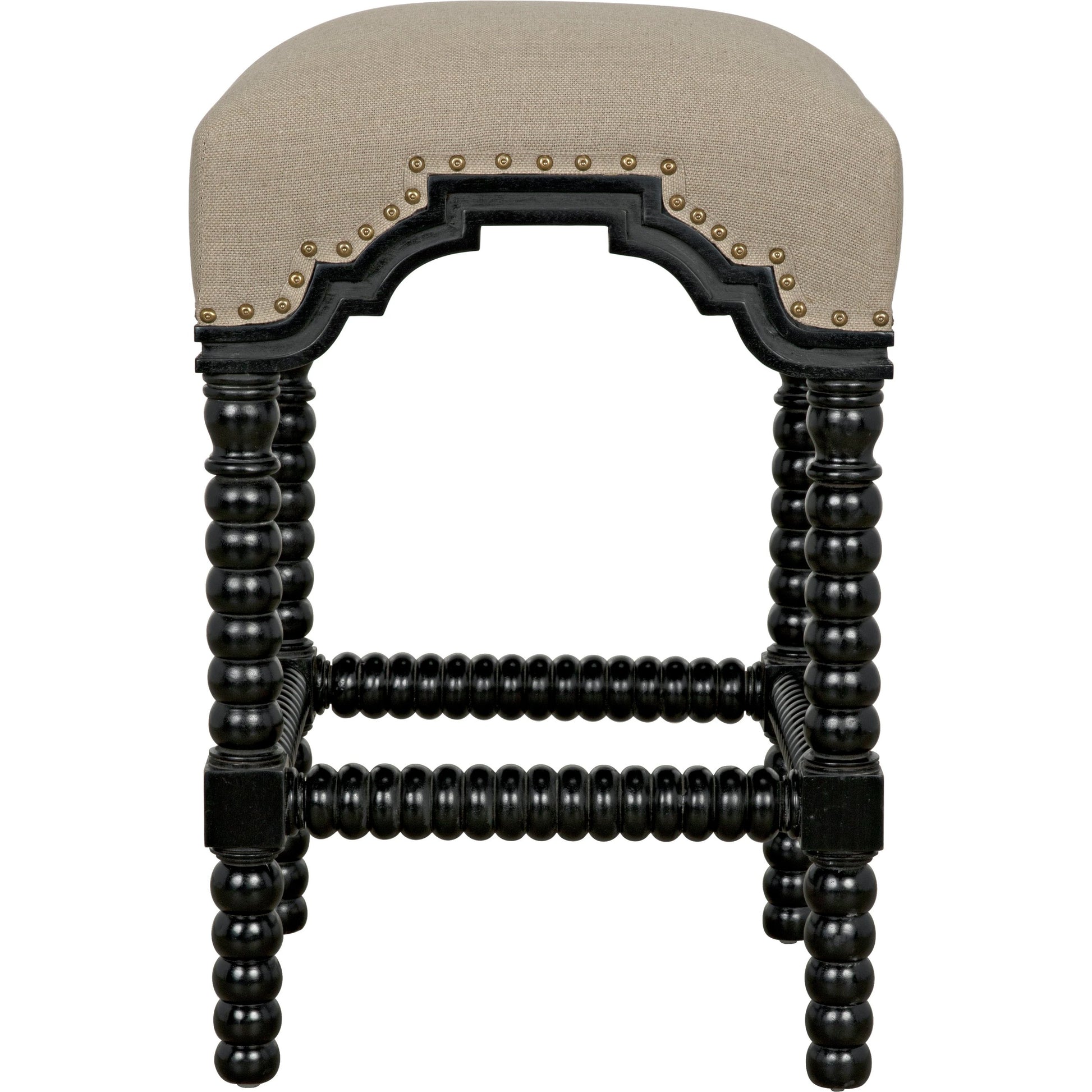 Abacus Counter Stool by Noir in hand rubbed black. Made from mahogany in a traditional style.