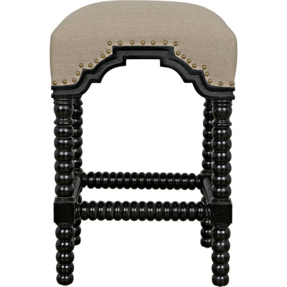 Abacus Counter Stool by Noir in hand rubbed black. Made from mahogany in a traditional style.