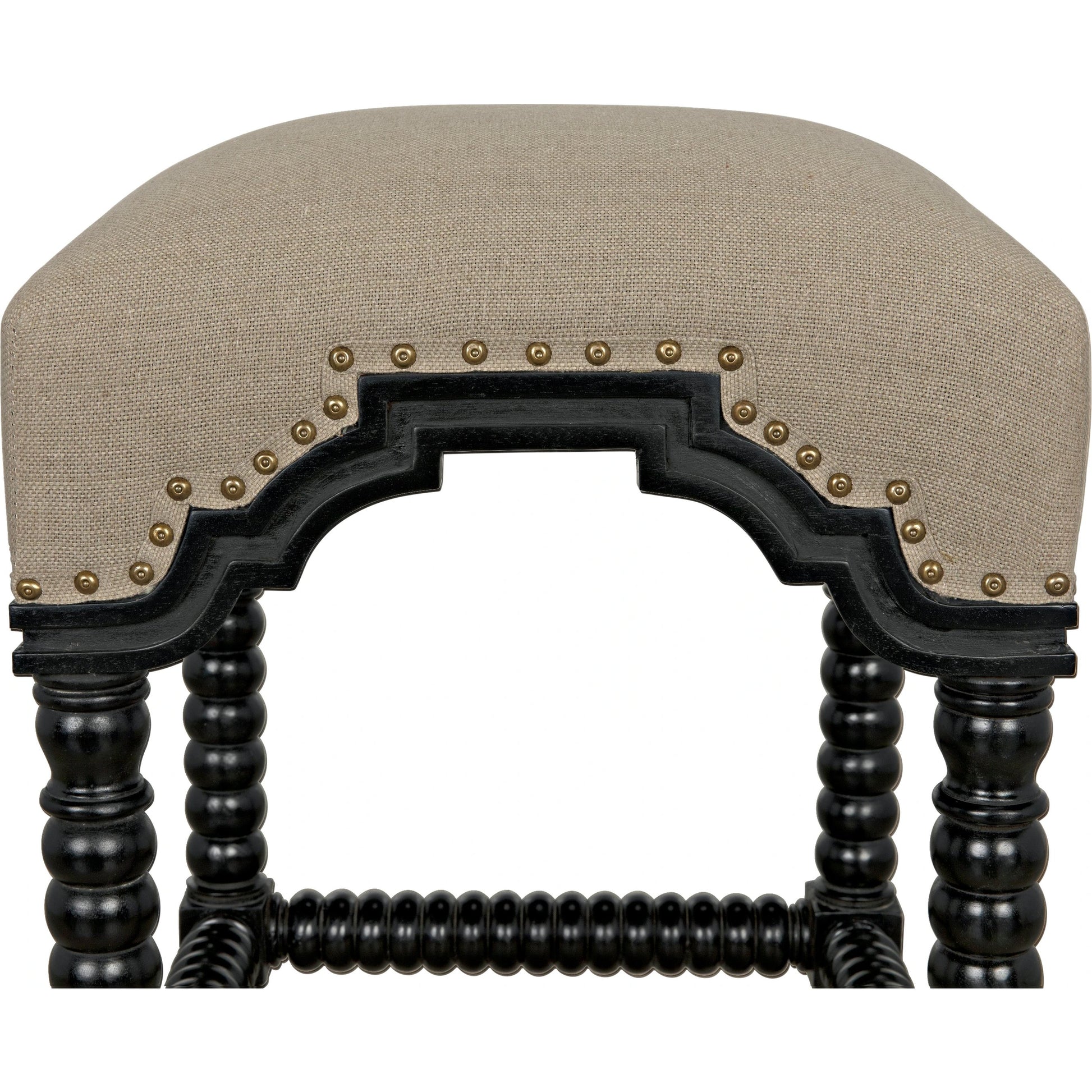 Abacus Counter Stool by Noir in hand rubbed black. Made from mahogany in a traditional style.