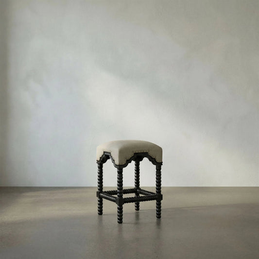 Abacus Counter Stool by Noir in hand rubbed black. Made from mahogany in a traditional style.