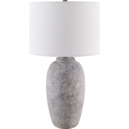 Gasius Accent Table Lamp by Livabliss in metallic, painted. Made from cement, linen, iron in a modern style.