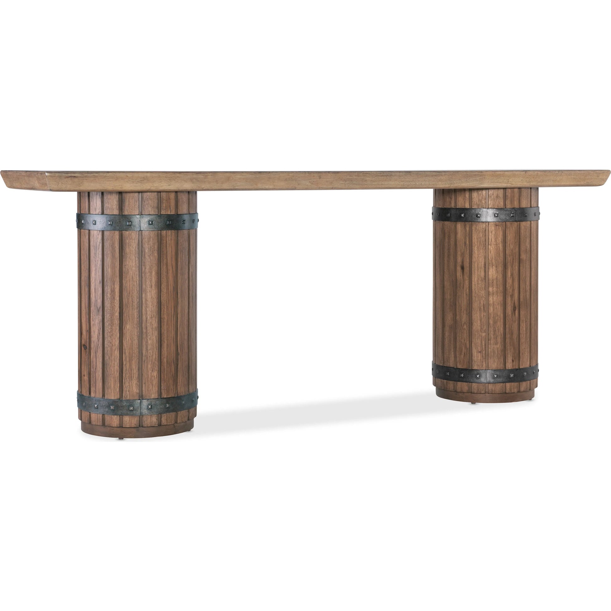 Vineyard Row Console Table by Hooker Furniture in dark wood and sonoma. Made from unique in a transitional style.