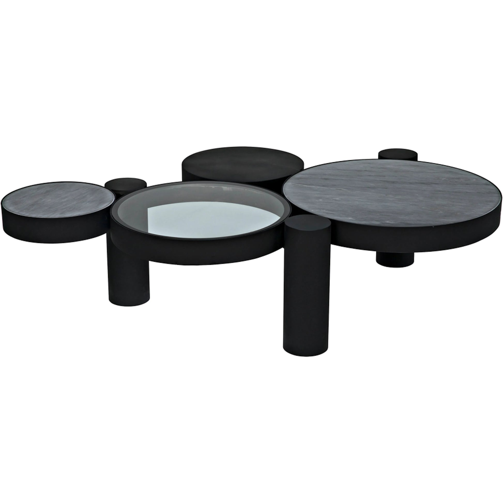Trypo Coffee Table by Noir in matte black. Made from metal, glass, marble in a modern style.