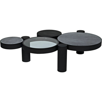 Trypo Coffee Table by Noir in matte black. Made from metal, glass, marble in a modern style.