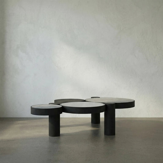 Trypo Coffee Table by Noir in matte black. Made from metal, glass, marble in a modern style.