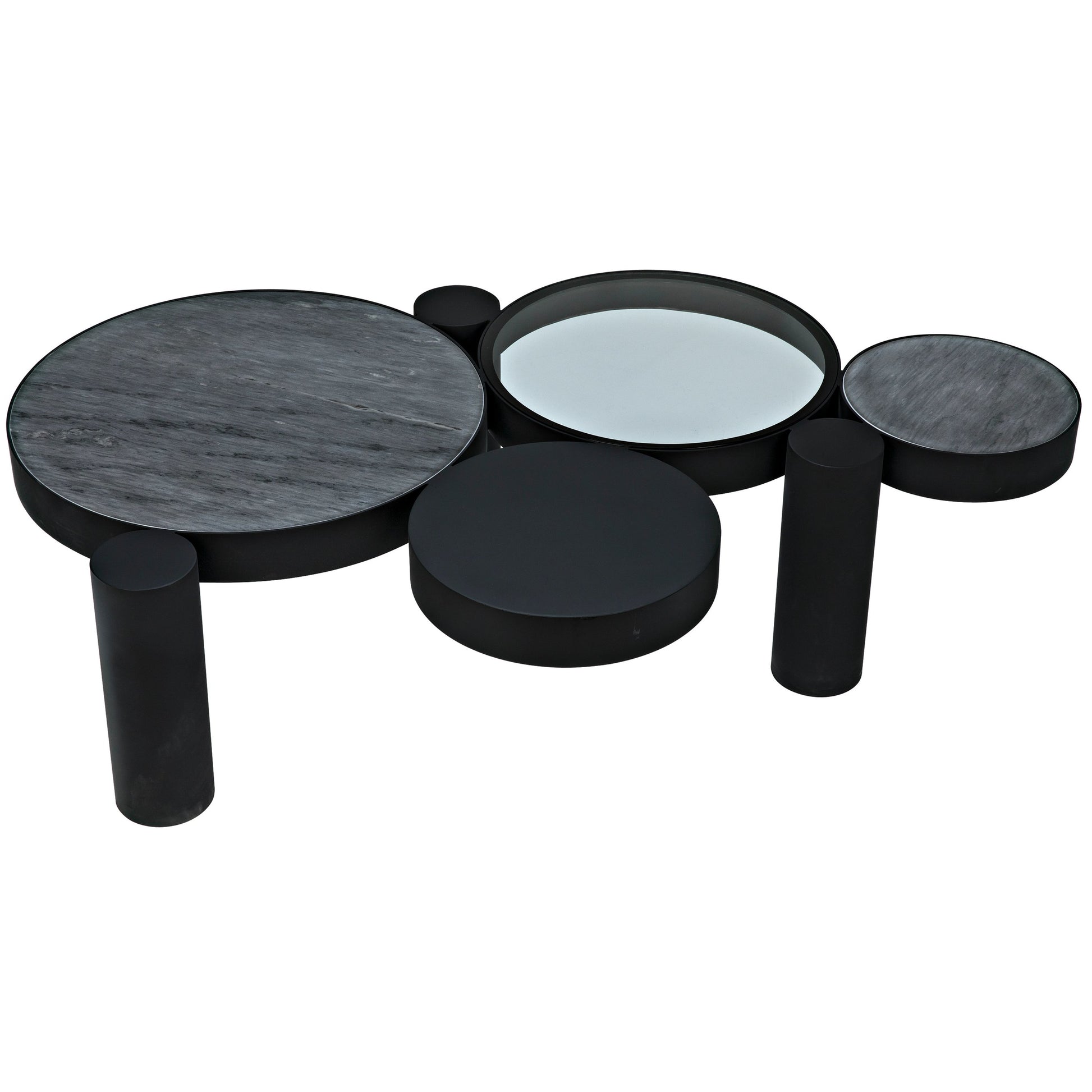 Trypo Coffee Table by Noir in matte black. Made from metal, glass, marble in a modern style.
