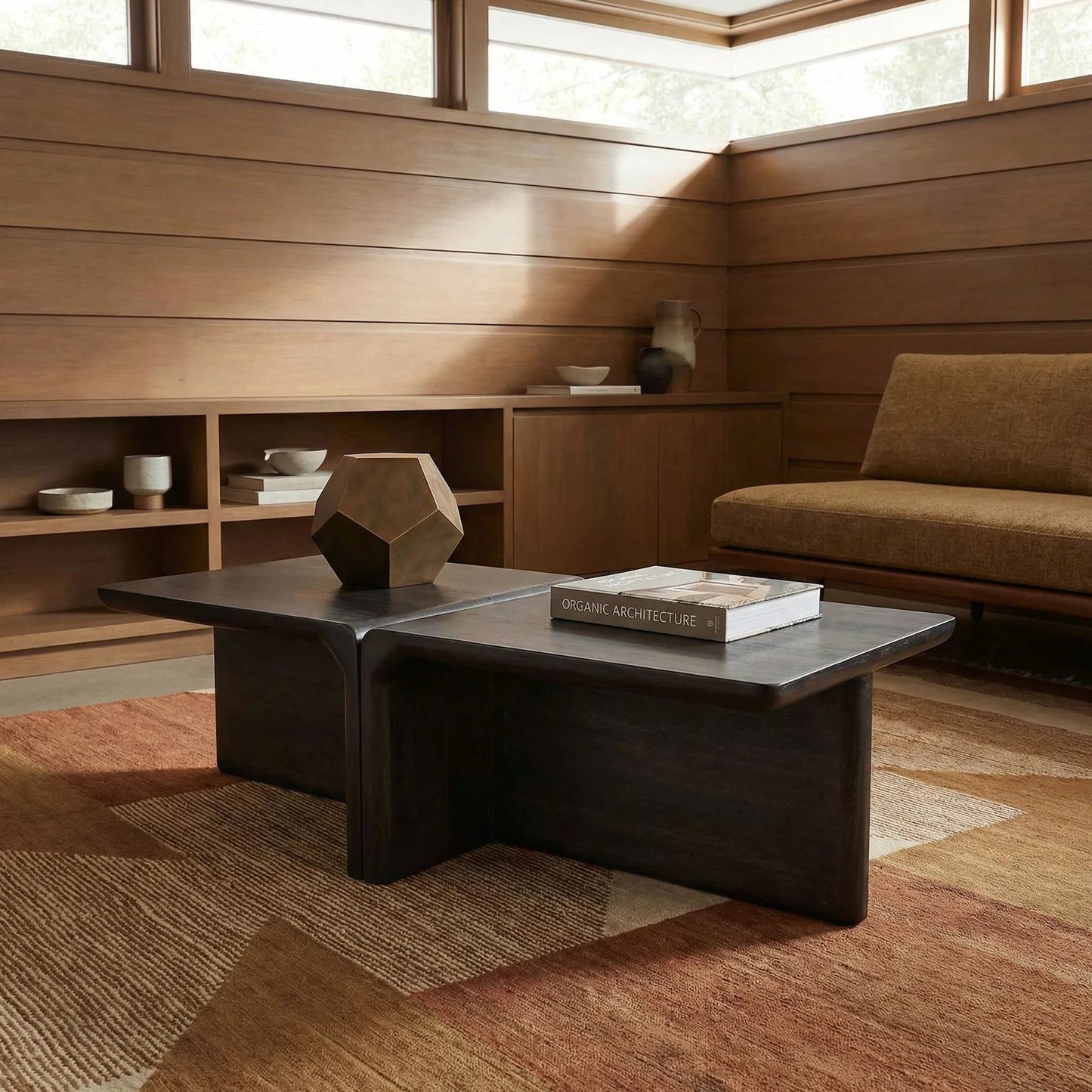 019 SR-783706 | Lifestyle | Hagen Coffee Table by Noir in ebony walnut. Made from walnut in a modern style.