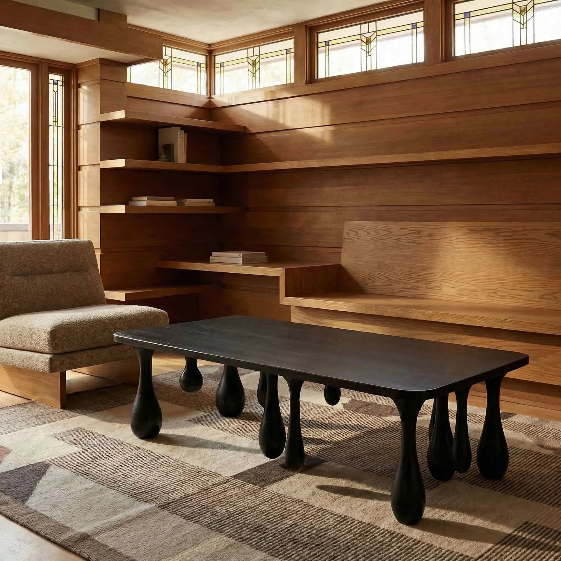 Drop Coffee Table by Noir in hand rubbed black. Made from mahogany in a modern style.