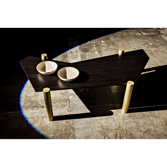 Tabu Coffee Table by Noir in ebony walnut, antique brass. Made from walnut, metal in a eclectic & global style.