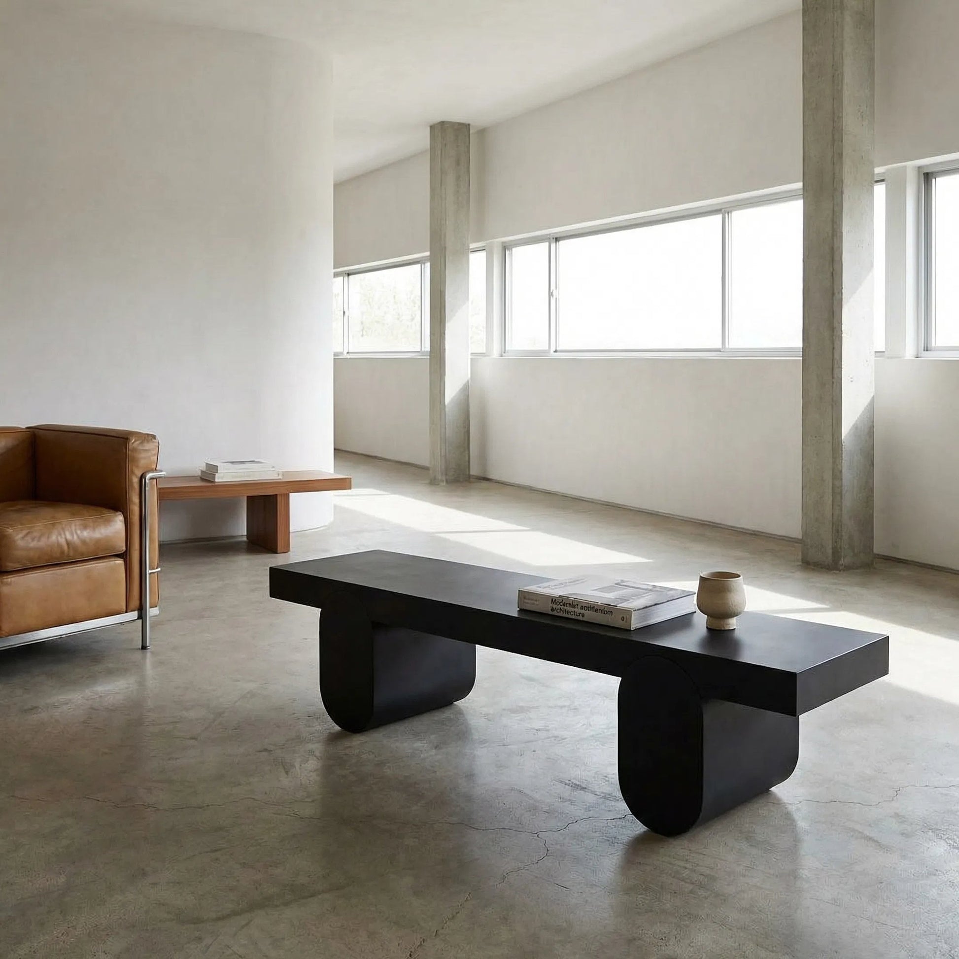 Evora Coffee Table by Noir in matte black. Made from industrial steel in a modern style.