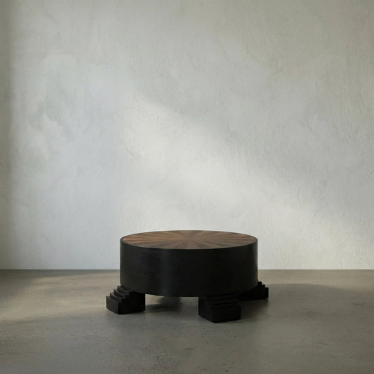 Tambour Coffee Table by Noir in hand rubbed black. Made from mahogany and veneer top in a modern style.