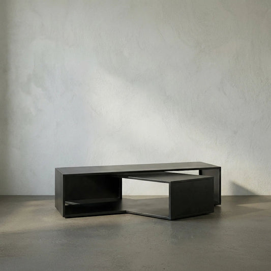 Keweco Coffee Table by Noir in matte black. Made from industrial steel in a modern style.