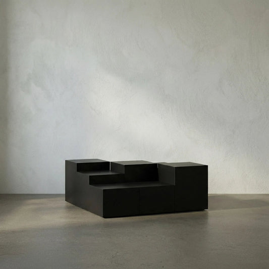 Stein Coffee Table by Noir in matte black. Made from industrial steel in a modern style.