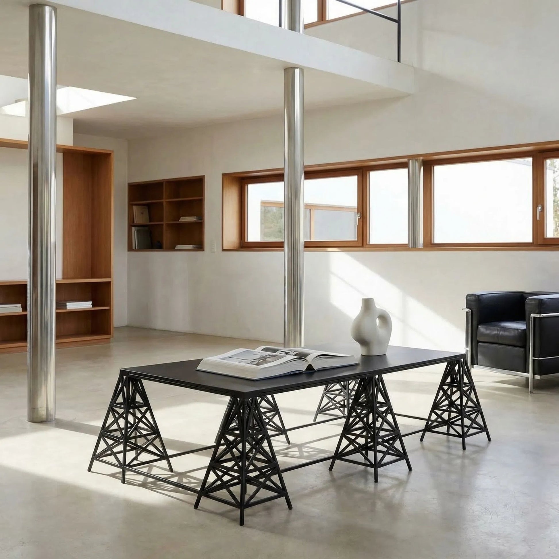 Brixton Coffee Table by Noir in matte black. Made from industrial steel in a modern style.