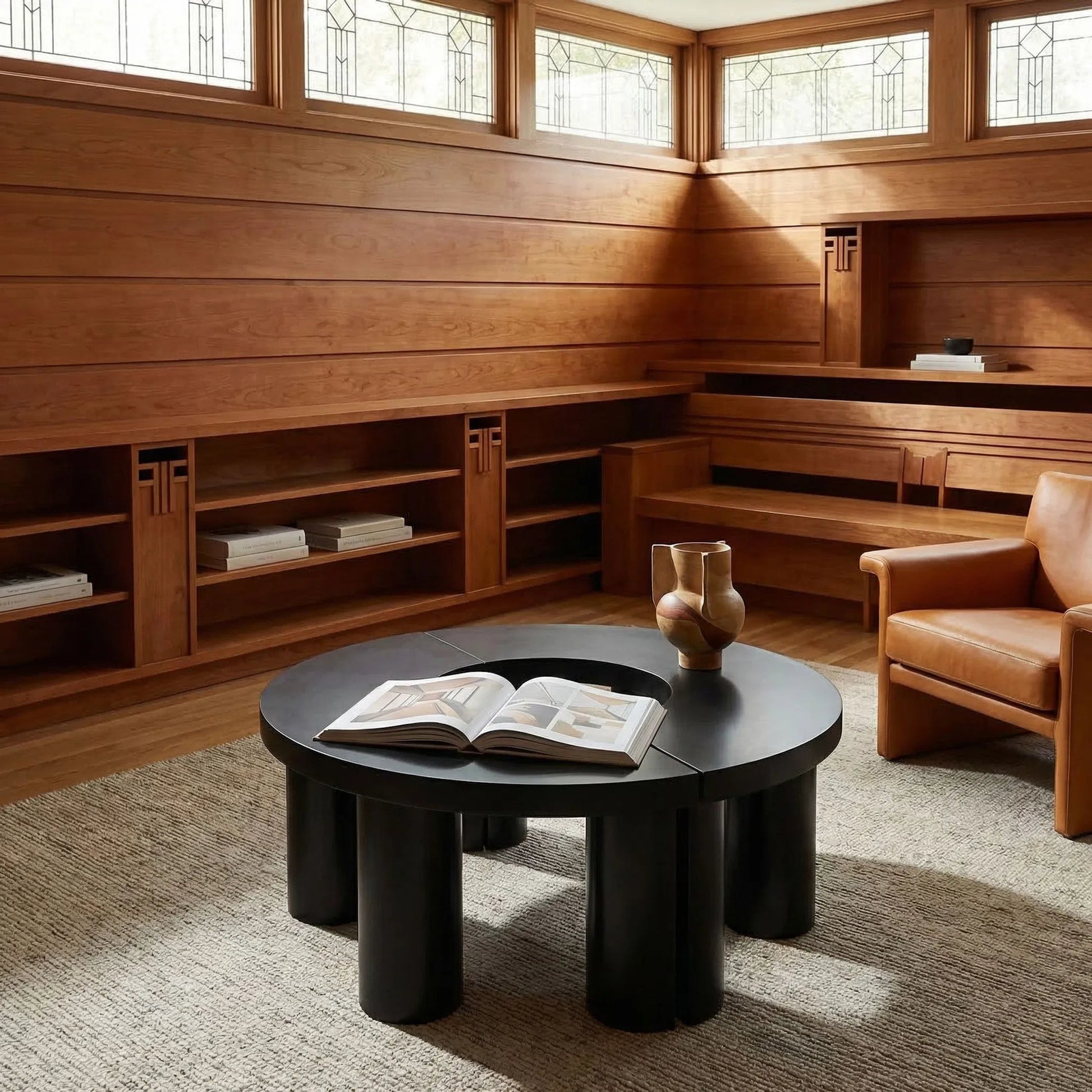 Pluto Coffee Table by Noir in hand rubbed black. Made from mahogany in a modern style.