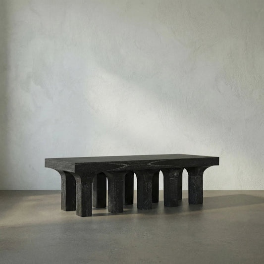 Santos Coffee Table by Noir in cinder black. Made from mahogany in a modern style.