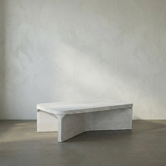 Nova Coffee Table by Noir in white wash. Made from mahogany in a modern style.