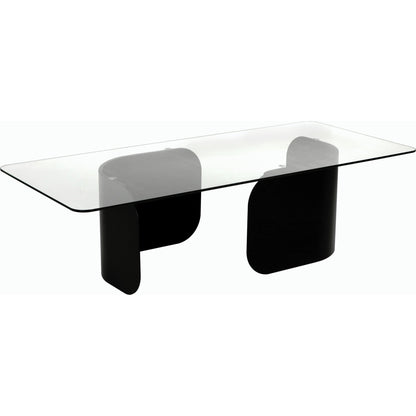 Varicka Coffee Table by Noir in matte black. Made from industrial steel and glass in a modern style.