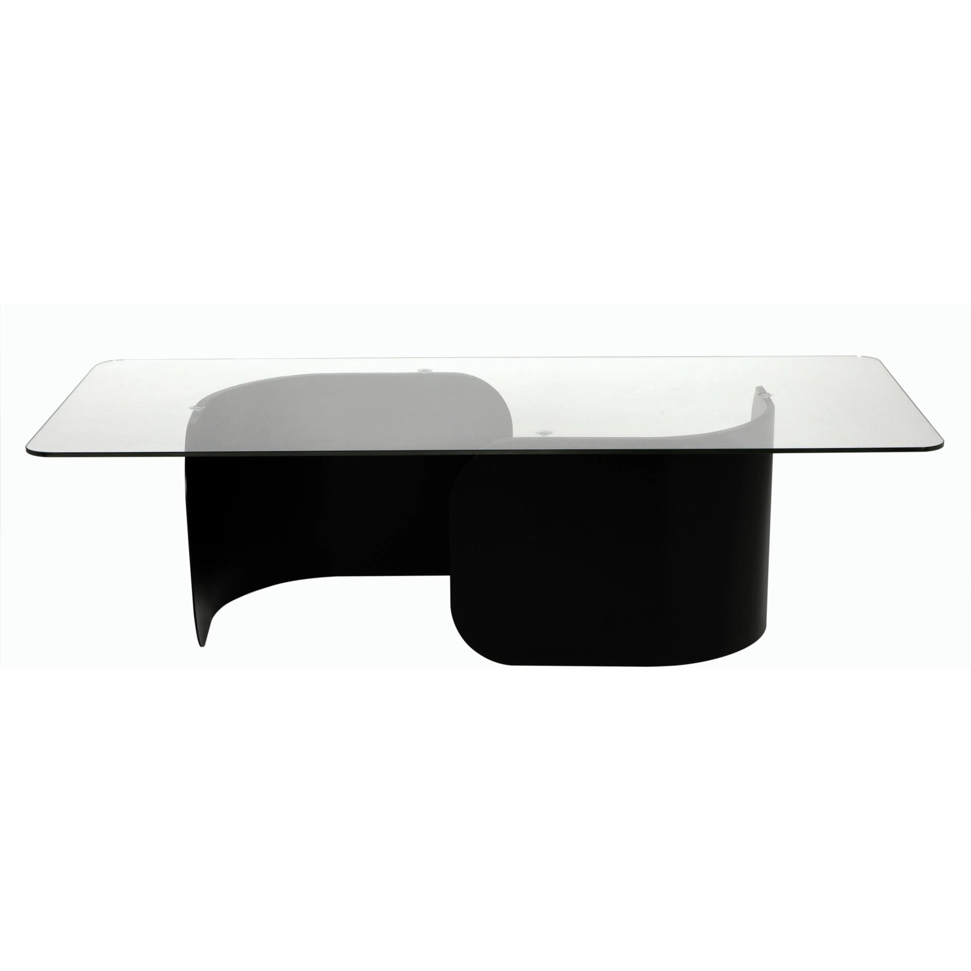 Varicka Coffee Table by Noir in matte black. Made from industrial steel and glass in a modern style.