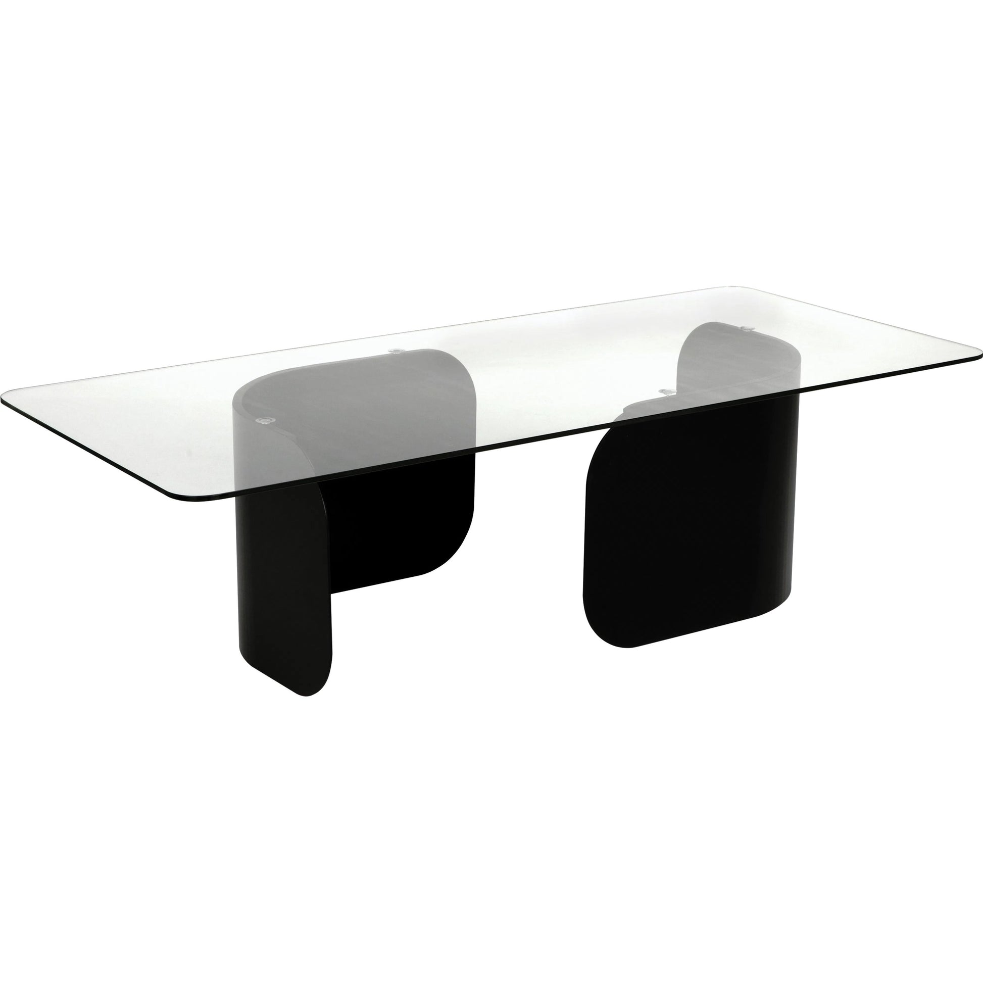 Varicka Coffee Table by Noir in matte black. Made from industrial steel and glass in a modern style.