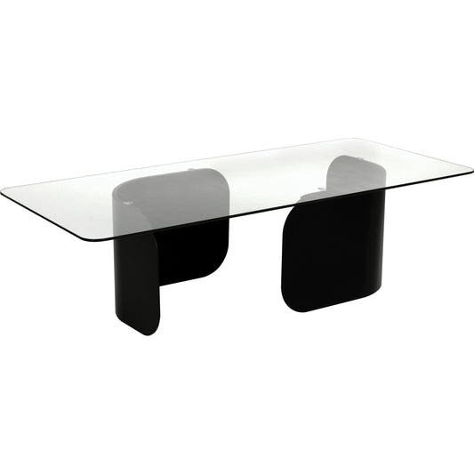 Varicka Coffee Table by Noir in matte black. Made from industrial steel and glass in a modern style.