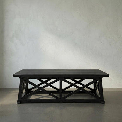 Sutton Coffee Table by Noir in hand rubbed black. Made from mahogany in a transitional style.