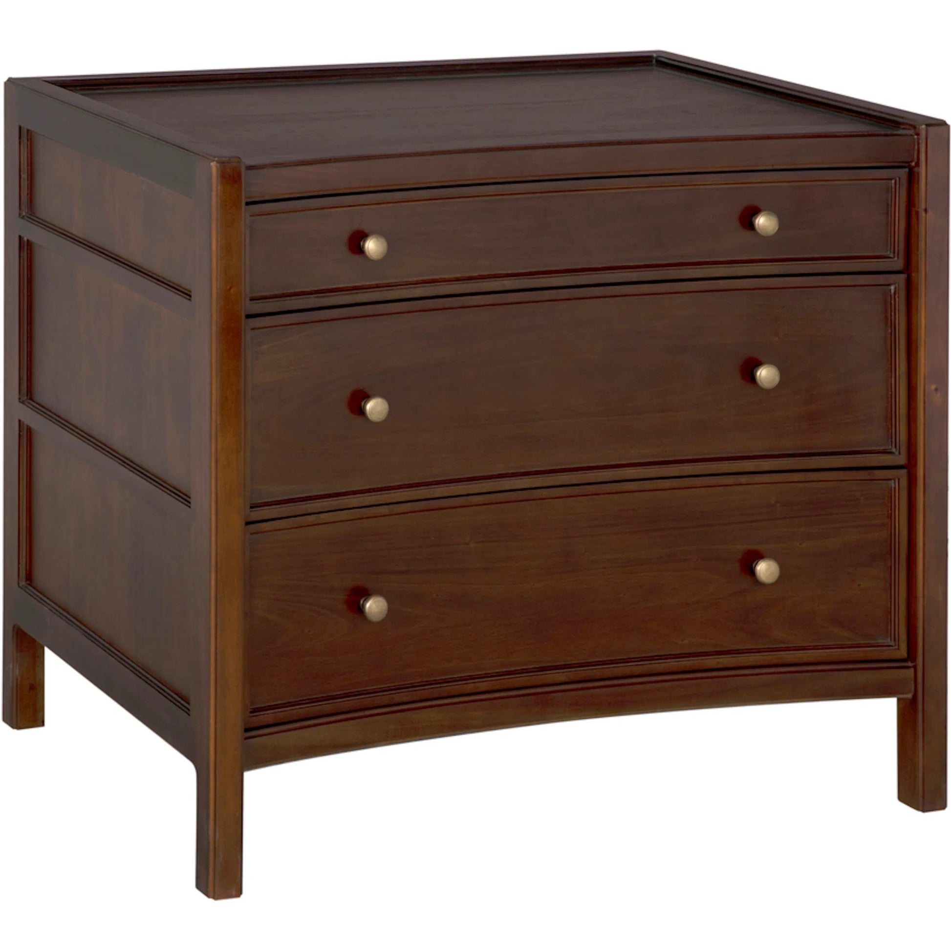 Hampton Side Table Hand Rubbed Brown by Noir in hand rubbed brown. Made from mahogany, veneer, brass pulls in a unique style.