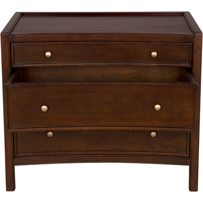 Hampton Side Table Hand Rubbed Brown by Noir in hand rubbed brown. Made from mahogany, veneer, brass pulls in a unique style.