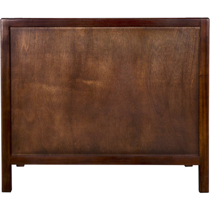Hampton Side Table Hand Rubbed Brown by Noir in hand rubbed brown. Made from mahogany, veneer, brass pulls in a unique style.