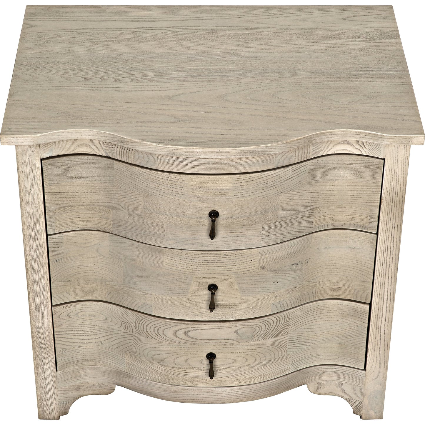 006 S-334629 | Primary Silo | Curved Front Side Table by Noir in vintage gray. Made from elm in a transitional style.