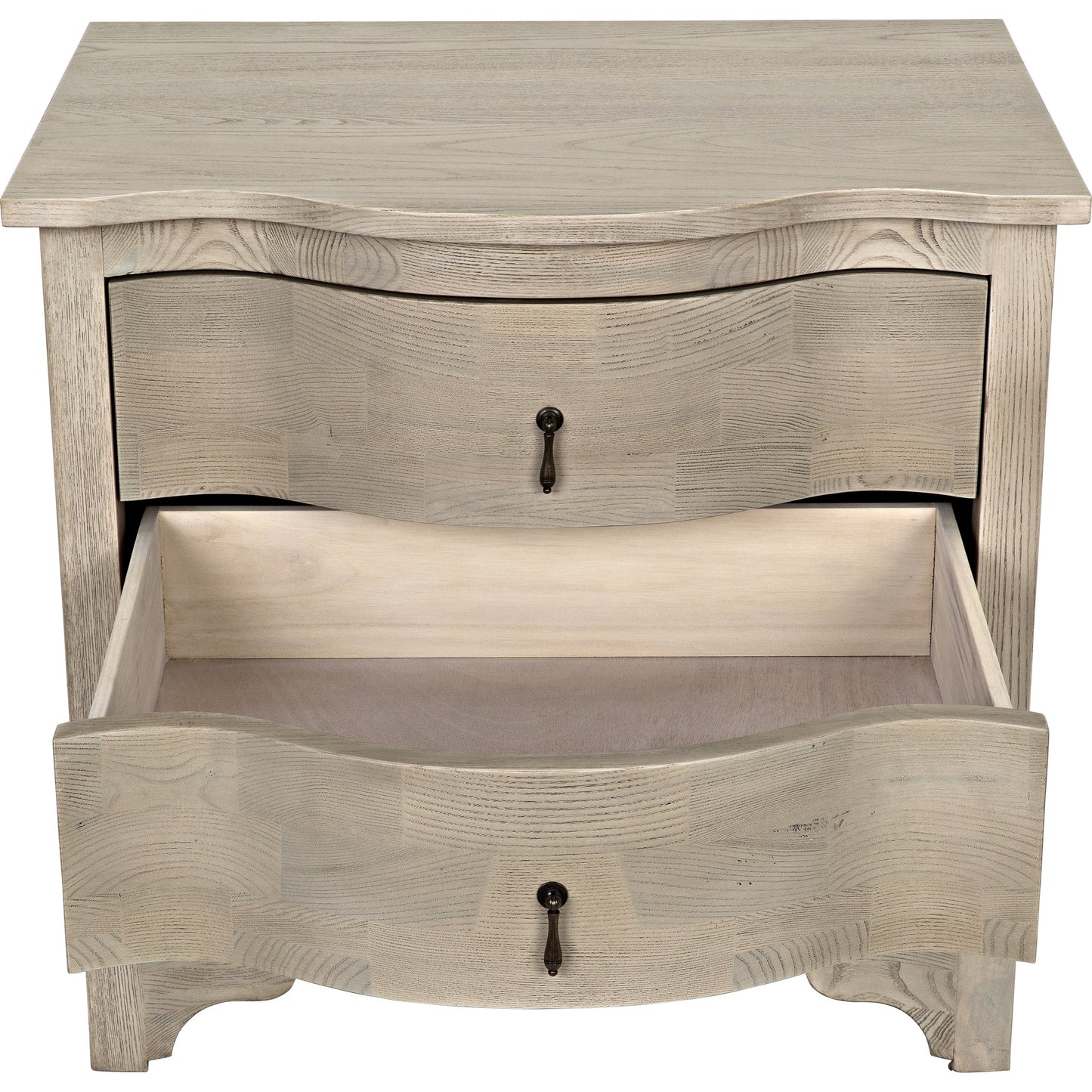008 S-334629 | Additional Silo | Curved Front Side Table by Noir in vintage gray. Made from elm in a transitional style.