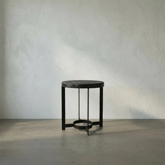 Parker Side Table by Noir in metal, black marble. Made from metal, marble in a transitional style.