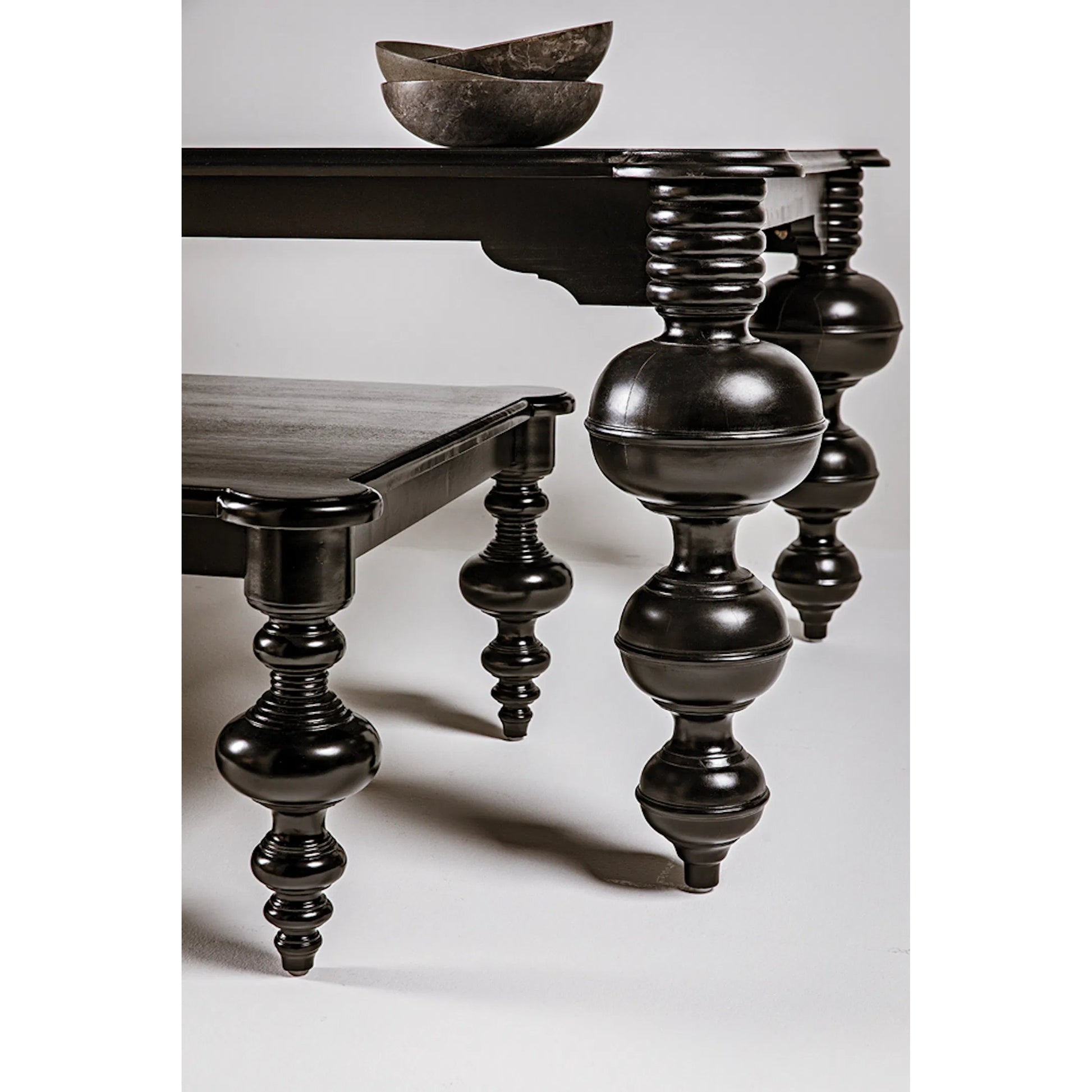 Claudio Dining Table by Noir in hand rubbed black. Made from mahogany in a eclectic & global style.